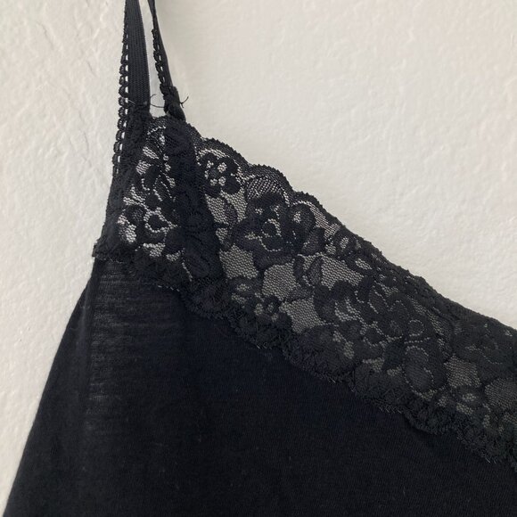ELLE Black Lace Trim Tank Top Y2K Whimsigoth 90s XL Bella Swan Elena Gilbert - Picture 3 of 10